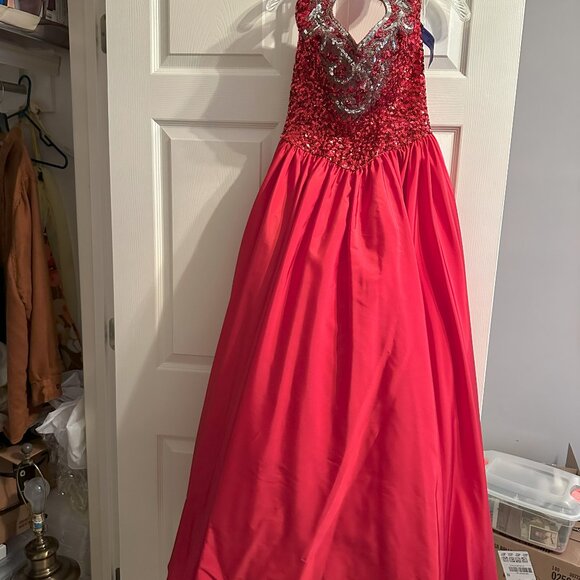 Red and silver sequined pageant/ Homecoming dress - Picture 1 of 3